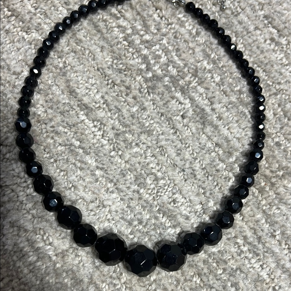 Vintage Black Beaded Necklace Classic Design